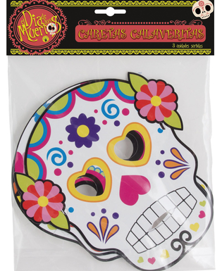  3 Masques en cartons assortis Dia de los muertos adulte Halloween, fig. 1 