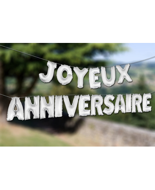  Ballons aluminiums lettres Joyeux Anniversaire argentés 36 cm, fig. 2 