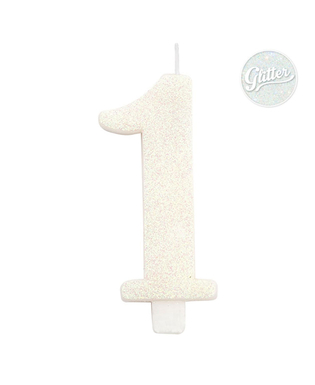  Bougie anniversaire chiffre blanche pailletée 9,5 cm, fig. 2 