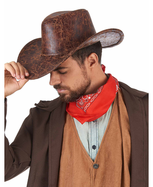  Chapeau de cowboy marron imitation cuir adulte, fig. 2 