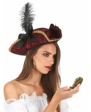  Chapeau de pirate rouge avec plume adulte, fig. 2 