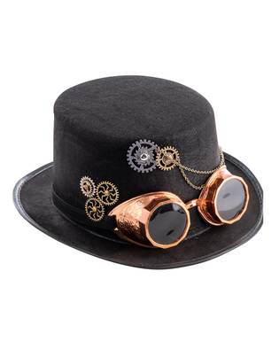  Chapeau haut de forme steampunk en feutre avec lunettes adulte, fig. 2 