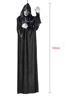  Mönch-Figur Halloween-Deko mit Leuchtfunktion schwarz-weiss 120 cm, fig. 2 