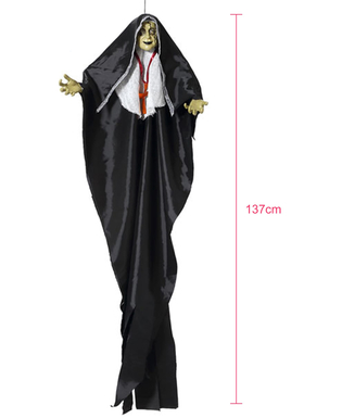  Horror-Nonne Halloween-Deko mit Leuchtfunktion schwarz-weiss 137 cm, fig. 2 