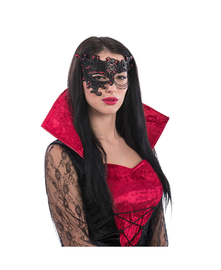  Demi-masque noir et rouge avec chaine femme, fig. 1 