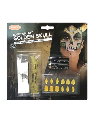  Sexy goldenes Skelett-Make-up-Set für Erwachsene, fig. 1 