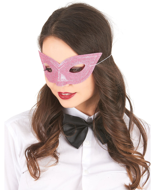  Venezianische Glitzer-Maske für Erwachsene rosa, fig. 1 