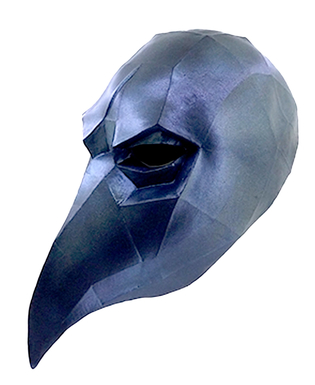  Masque corbeau low poly, fig. 1 