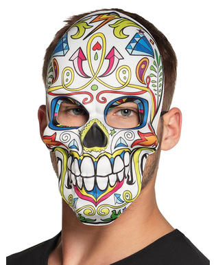  Sugar Skull-Maske Dia de los Muertos weiss-bunt, fig. 1 