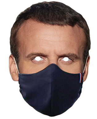  Pappmaskenpräsident trägt eine Maske, fig. 1 