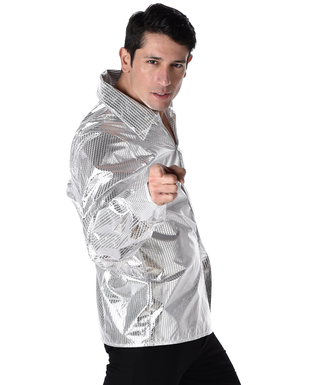  Chemise disco brillante argent homme, fig. 2 