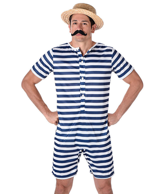  Déguisement Maillot de bain rétro rayé bleu et blanc homme, fig. 2 