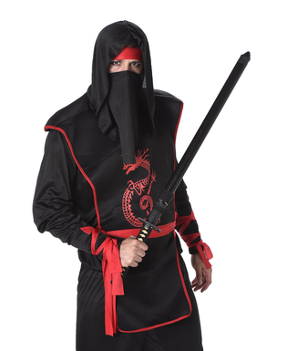  Déguisement ninja noir et rouge homme, fig. 2 