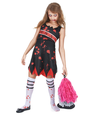  Zombie Cheerleader Kostüm für Mädchen rot-schwarz, fig. 2 