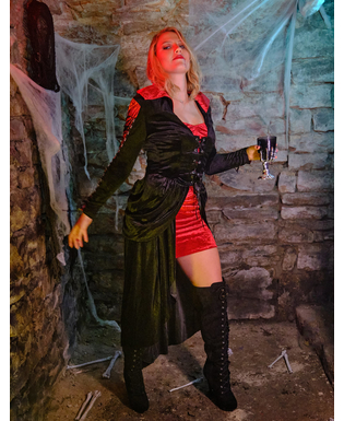  Elegantes Vampir-Kostüm für Damen Halloween-Verkleidung schwarz-rot, fig. 2 