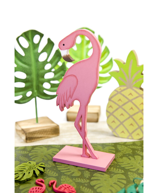  Flamant rose en bois sur socle rose 15 cm, fig. 2 