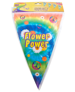  Flower Power-Girlande Hippie-Raumdekoration bunt 5 m, fig. 2 