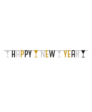  Happy New Year Partygirlande schwarz-gold-silber, fig. 2 