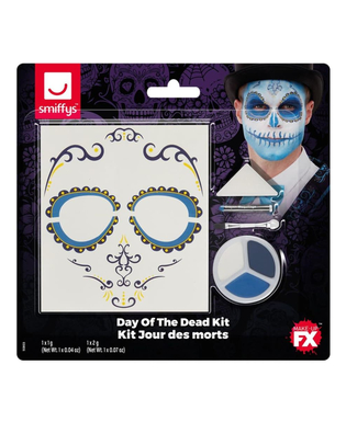  Kit maquillage et tatoo Dia de los Muertos bleu adulte, fig. 2 