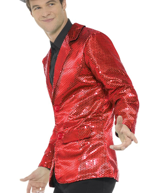  Veste disco rouge à sequins luxe homme, fig. 2 