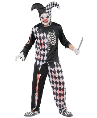  Horror Harlekin Halloween Kostüm für Herren schwarz-weiss-rot, fig. 3 