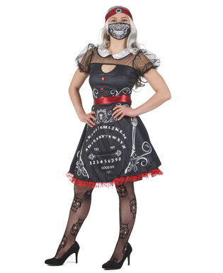  Spirituelles Wahrsagerinnen-Kostüm für Damen Halloween schwarz-weiß-rot, fig. 3 