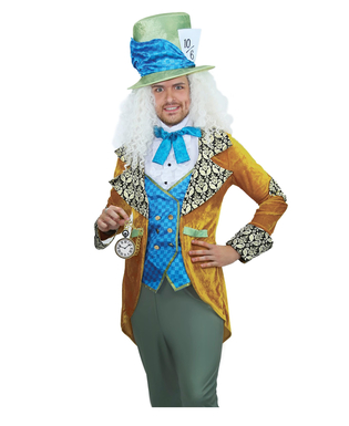  Hutmacher-Herrenkostüm für Karneval Film-Verkleidung blau-gelb, fig. 3 