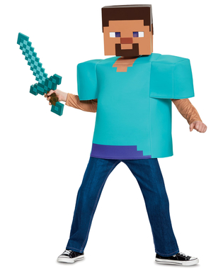  Steve Minecraft™-Kostüm für Kinder Videospielfigur türkis, fig. 3 