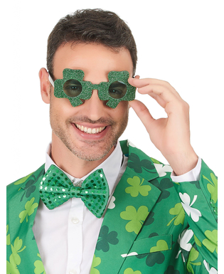  Lunettes pailletées vertes trèfle Saint-Patrick adulte, fig. 3 