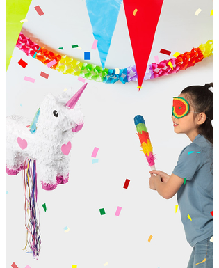  Einhorn-Pinata Spielzeug-Kindergeburtstag aus Pappkarton rosafarben-weiß 47 x 39 cm, fig. 3 