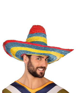  Mexikanischer Sombrero in Rot blau und Gelb für Erwachsene, fig. 3 