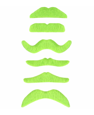  Moustache Schnurrbart für Erwachsene neongrün, fig. 1 