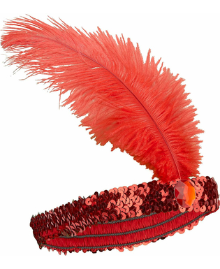  Bandeau Charleston à sequins et plume rouge femme, fig. 1 