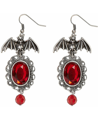  Boucles d'oreilles chauve souris gothique rouge femme Halloween, fig. 1 