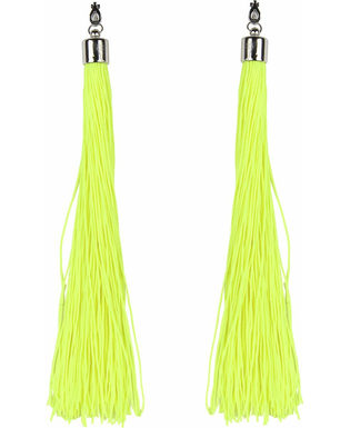  Boucles d'oreilles franges jaunes fluo adulte, fig. 1 