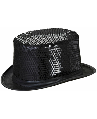  Chapeau haut de forme noir à sequins contour noir adulte, fig. 1 