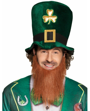  Chapeau haut de forme trèfle doré adulte avec barbe Saint Patrick, fig. 1 