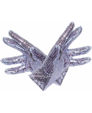  Gants courts argent à paillettes adulte, fig. 1 