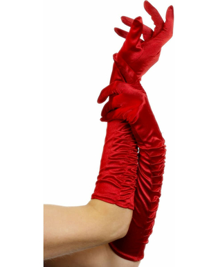  Gants mi-longs satinés rouges avec plis femme, fig. 1 