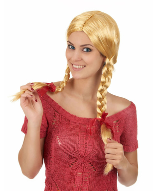  Blonde Perücke mit zwei geflochtenen Zöpfen für Frauen im Schülerinnen Style, fig. 1 