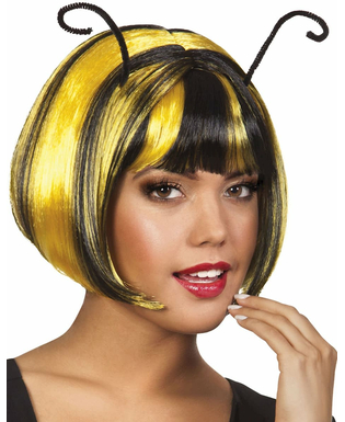  Kurze Bienen Perücke für Damen gelb schwarz, fig. 1 