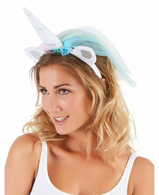  Serre-tête licorne avec voile multicolore adulte, fig. 1 