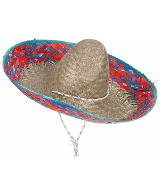  Sombrero Mexicain bordure rouge et bleu adulte, fig. 1 