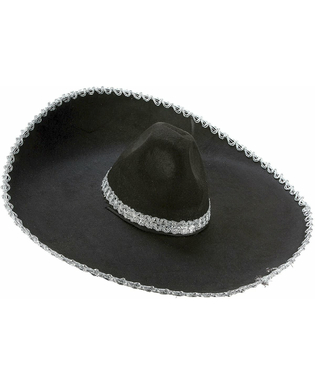  Mexiko Sombrero für Erwachsene schwarz-silber, fig. 1 