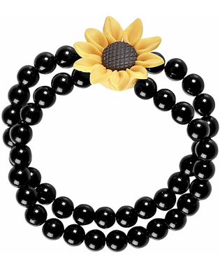  Bracelet perles tournesol hippie noir adulte, fig. 1 