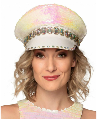  Casquette à sequins réversibles nacre et blanc adulte, fig. 1 