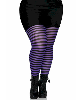  Collants rayés noirs et violets grande taille femme, fig. 1 