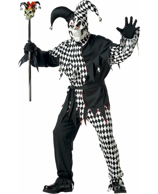  Déguisement clown Arlequin d'Halloween homme noir, fig. 1 