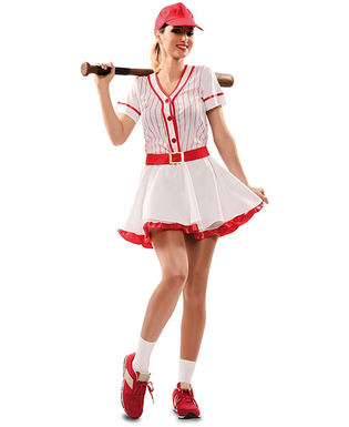  Sportliches Baseballspielerin-Kostüm für Damen Fasching weiss-rot, fig. 1 