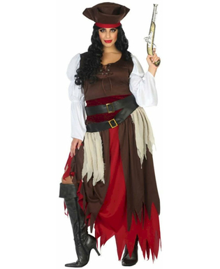  Piraten-Damenkostüm Seeräuberin Fasching braun-rot-schwarz, fig. 1 